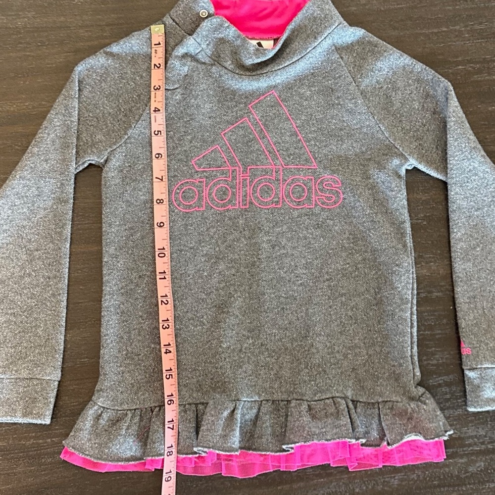 Adidas Girls 6X Gray & Pink Sweatshirt - Picture 6 of 8